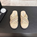 CC 25C Thick-Soled Slipper In Black Denim Navajo White Fabric 213233