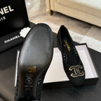 CC 25P Ballet Heel 50mm Black Raffia Large Logo