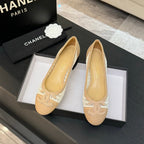 CC 25P Ballet Heel 50mm White Beige Raffia Large Logo
