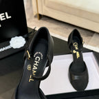 CC 25S Slingback 85mm Black Calfskin Grosgrain