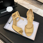 CC 25S Sandal Heel 85mm Beige Calfskin