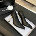 CC 25S Pump 85mm Black Calfskin Grosgrain