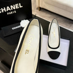 CC 25S Pump 85mm White Calfskin Black Grosgrain