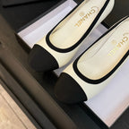 CC 25S Pump 85mm White Calfskin Black Grosgrain