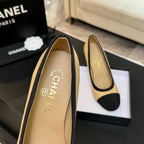 CC 25S Pump 85mm Beige Calfskin Black Grosgrain