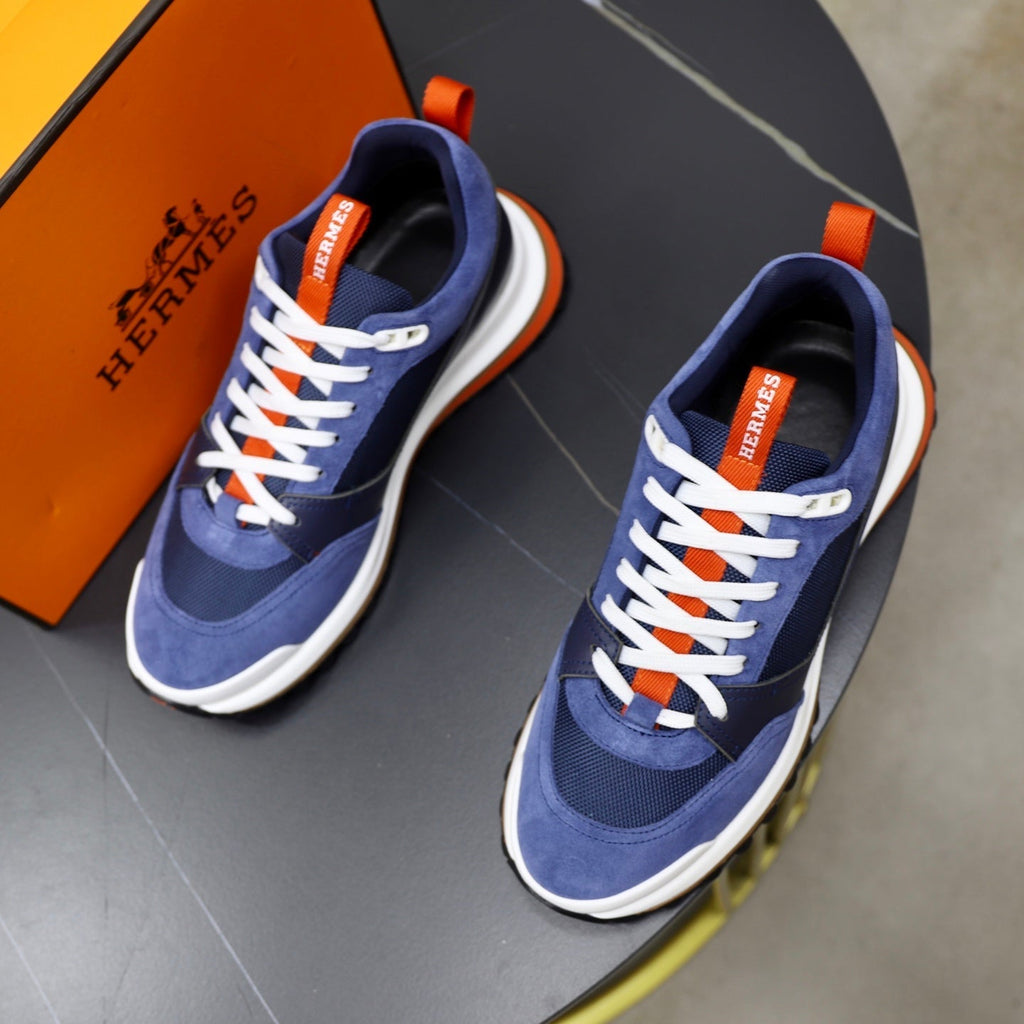 HM Men's Leader Sneaker Blue Suede Calfskin 747918