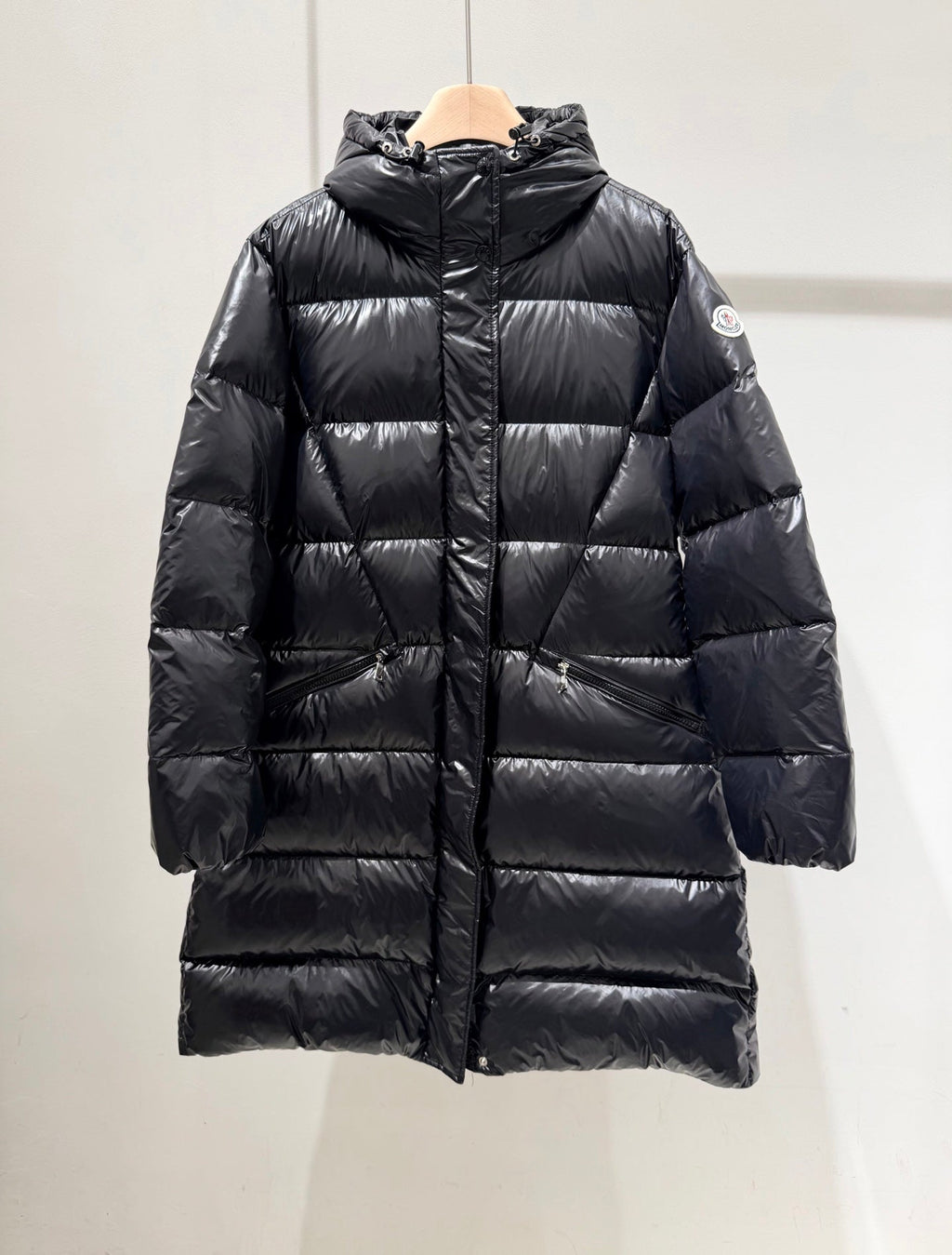 MC 2025 Long Down Coat Glossy Black Polyester 0001