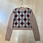 Prada 2025 Quilted Sweater Brown mix Colors Wool Cashmere