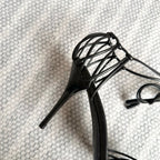 BABYLONE SANDALS 90 IN ALL BLACK LAMBSKIN