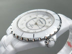 J12 Automatic White Ceramic Black Diamond Numerals Mop Dial