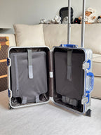 Rimowa 2025 Cabin Twist Suitcase 21inch Silver Blue Aluminum 273827