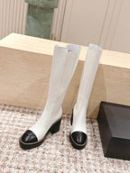 CC 25SS High Boot White Black Calfskin 431721