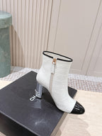CC high-heeled ankle boots white black patent calfskin 532830