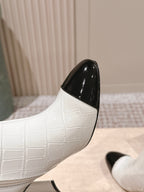 CC high-heeled ankle boots white black patent calfskin 532830