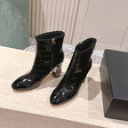 CC high-heeled ankle boots black patent calfskin 532831