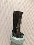 CC high-heeled boots black patent calfskin 532833
