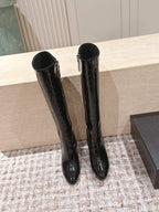 CC high-heeled boots black patent calfskin 532833