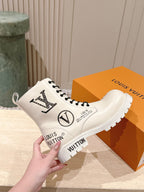 LV 25 Short Boots White Black Cowhide 576920