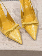 PRA 26S Slingback 85 Yellow Crocodile Embossed Leather 630738