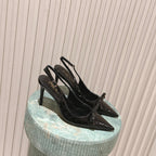 PRA 26S Slingback 85 Black Crocodile Embossed Leather 630739