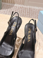 PRA 26S Slingback 85 Black Crocodile Embossed Leather 630739