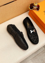 HM Men's Loafer Black Cowhide Embossed 709719