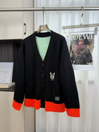 Loewe 2025 V-Neck Button-Up Cardigan Black Mix Colors Wool 331646