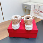 VT 2025 Garavani Sneakers Light Pink Suede Wool Leather 546983