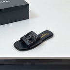 CC Slippers In Black Calfskin 149750