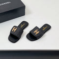 CC Slippers In Black Palm Fiber 149729