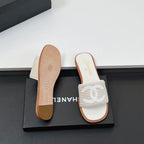 CC Slippers In White Palm Fiber 149736