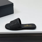 CC Slippers In Black Palm Fiber 149740