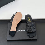 CC Slippers In Black Palm Fiber 149740