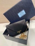 PRA Cross pattern envelope bag black leather 341148