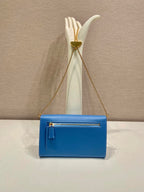 PRA Cross pattern envelope bag blue leather 341158