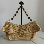 Loewe 2025 Ola 26 Bag Beige Black Raffia Calfskin 274681