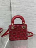 Lady Micro Bag 10cm Red Fabric Embelished Bead