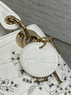 Lady Bag 17cm White Crocodile Leather Light Gold Hardware