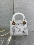 Lady Bag 17cm White Crocodile Leather Light Gold Hardware