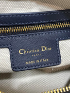Dior 2025 Voyage Bag 23cm Navy Blue mix Beige Canvas Leather 270572