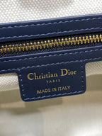 Dior 2025 Star Bucket Bag  Navy Blue mix Beige Canvas Leather 270450