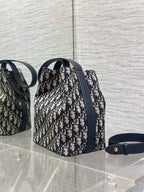 Dior 2025 Star Bucket Bag  Navy Blue mix Beige Canvas Leather 270450