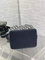Dior 2025 Star Bucket Bag  Navy Blue mix Beige Canvas Leather 270450