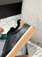 LP Tennis Walk Sneaker In Black Lambskin Lined With Wool Fleece 985659