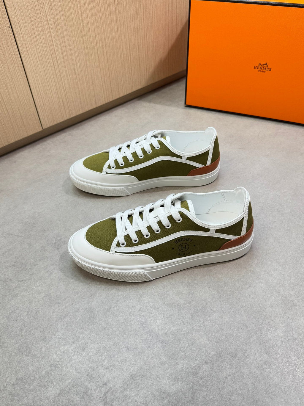 HM Men's Get Sneaker Green Denim Calfskin 696208