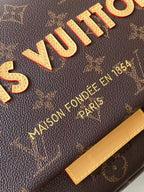 LV 2026 Take Out Messenger Bag 32cm Brown Beige Monogram Coated Canvas