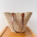 MEDIUM SUPPLE 30 CLASSIC PANIER BEIGE RAFFIA TAN CALFSKIN