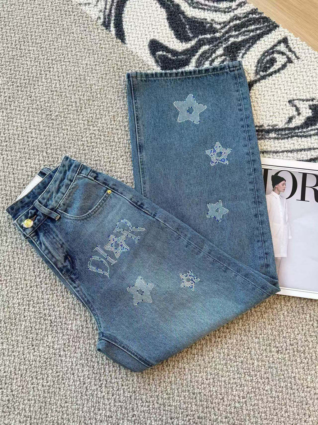 CD 25 Diamond Letter Jeans Blue Cotton