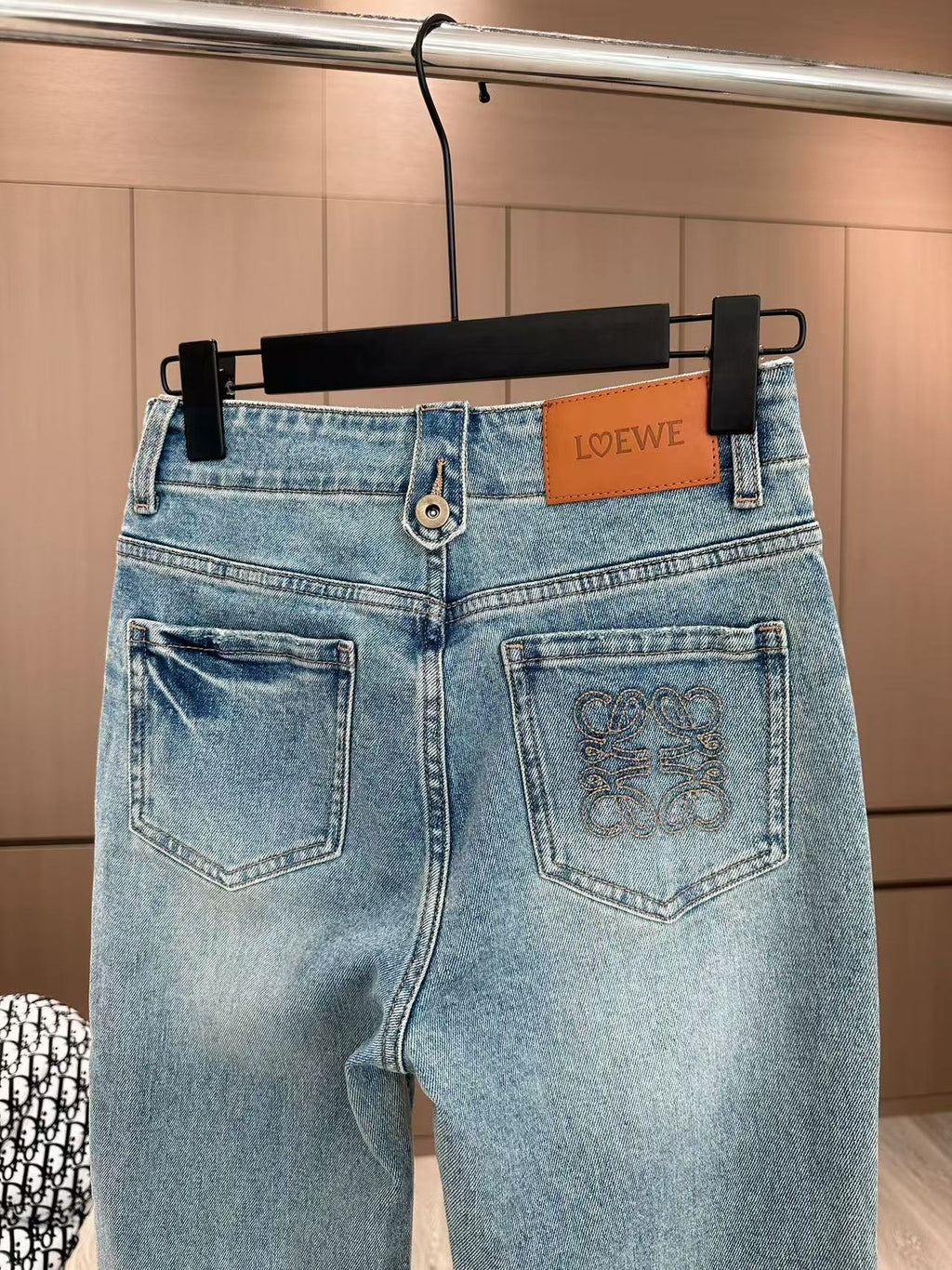 Loewe Embroidered Flared Jeans Blue Cotton