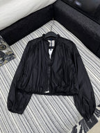 Moncler Stand-up Collar Double Zipper Jacket Black Cotton Polyester